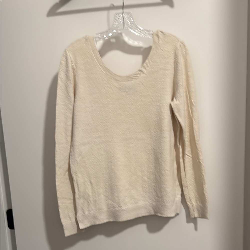LOFT Cream Boat Neck Lightweight Sweater